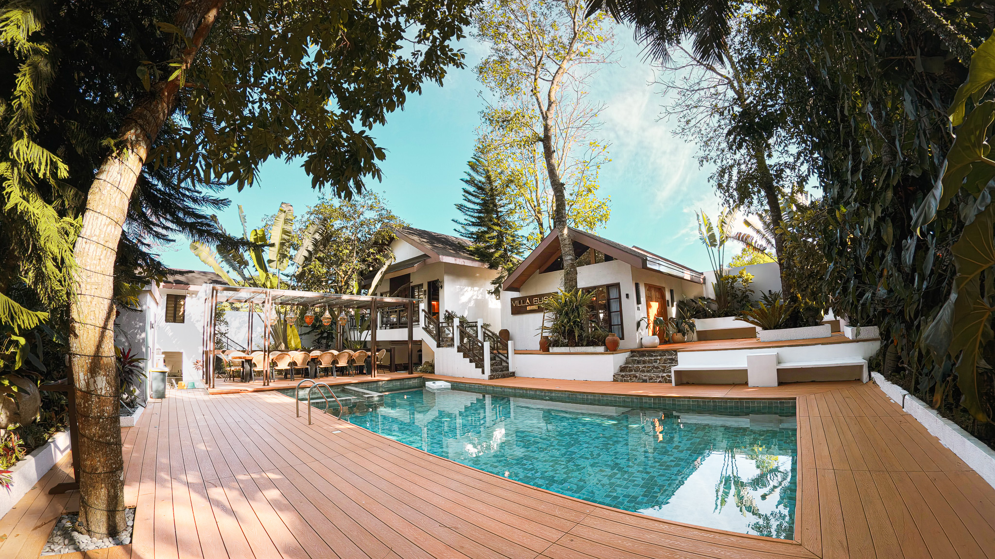 Private pool and villa exterior